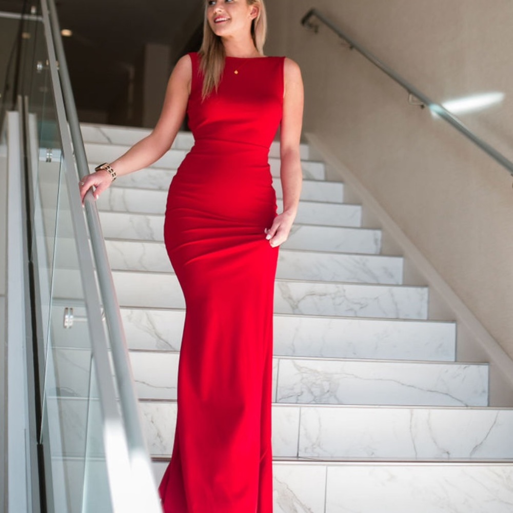 Red floor length dress